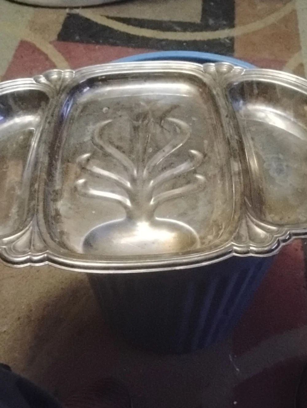 Silver-Plated Three-Compartment Serving Tray